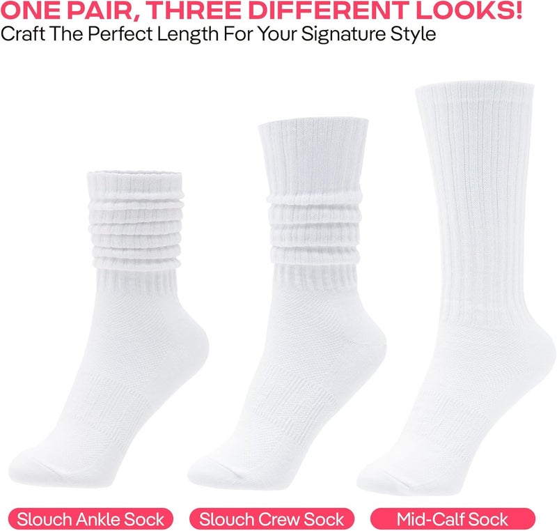 CoolMate Store Women's Scrunch Crew Socks, Slouchy Mid Calf Boot Socks, 3 Pairs Slouch Socks, US Size 6-10 - Image 3
